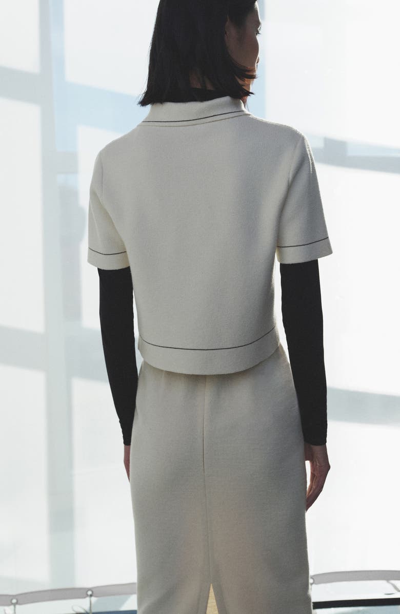 MANGO Contrast Trim Crop Cardigan, Alternate, color,