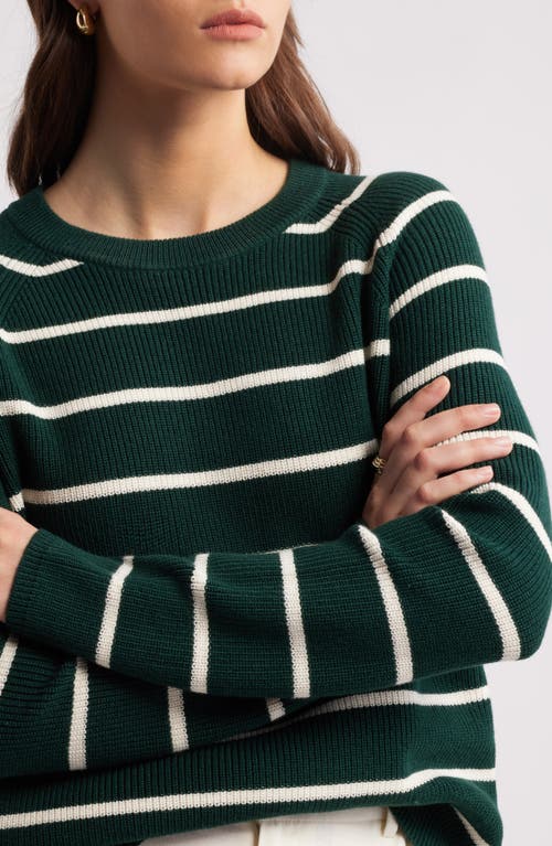 Nordstrom Rib Organic Cotton & Merino Wool Sweater In Green Park- Ivory Pristine Stp