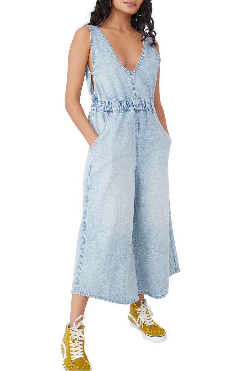 Free People Alora Denim Jumpsuit, Main, color,