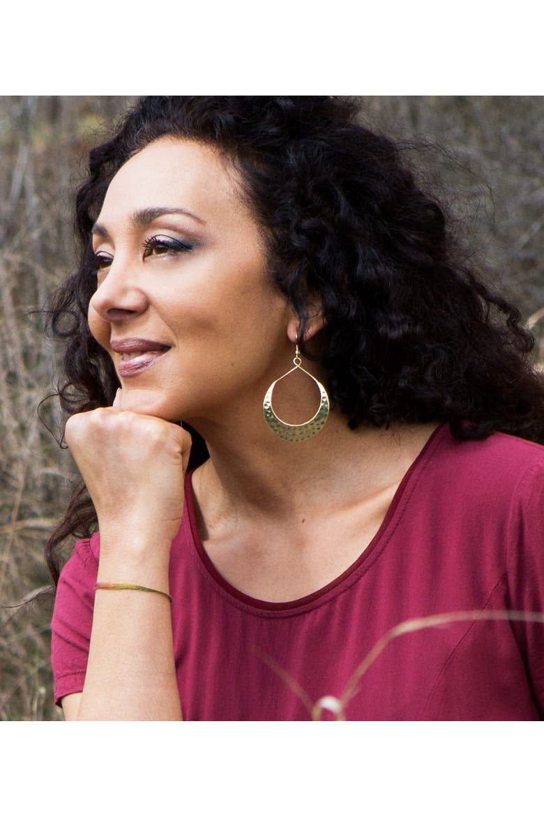 Lunar Crescent Hammered Hoop Earrings, Alternate, color, Gold