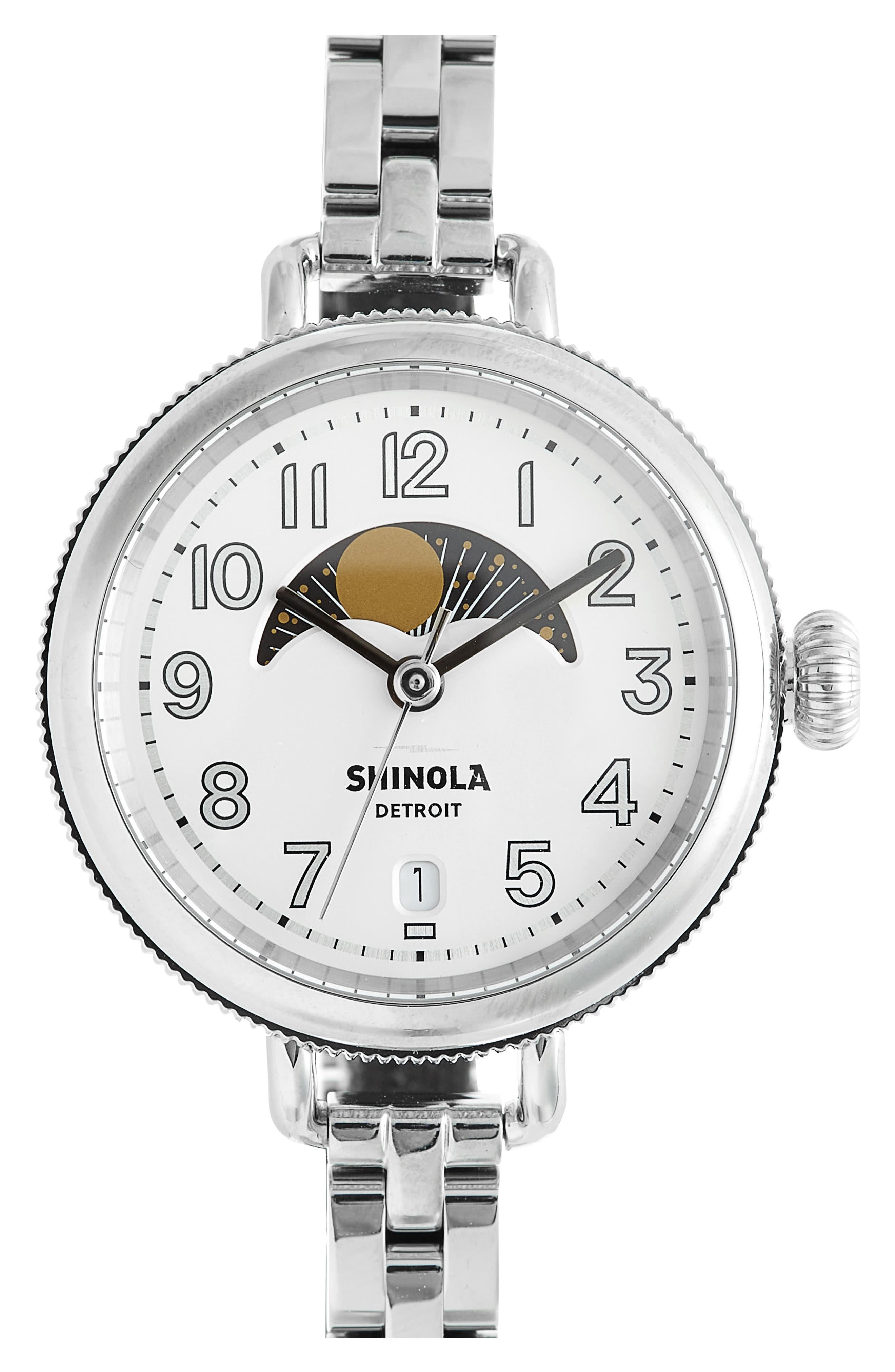Shinola The Birdy Moon Phase Bracelet Watch, 34mm (Men) | Nordstrom