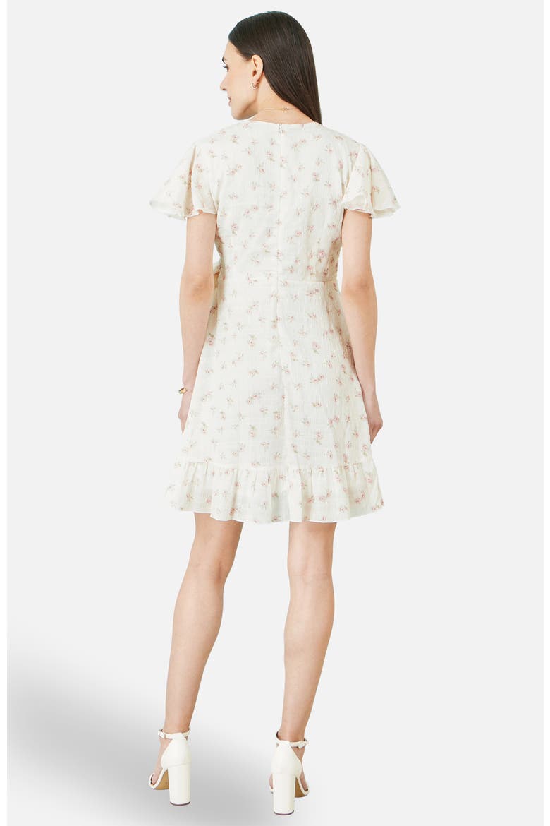 Rose Print Wrap Over Frill Dress, Alternate, color, White