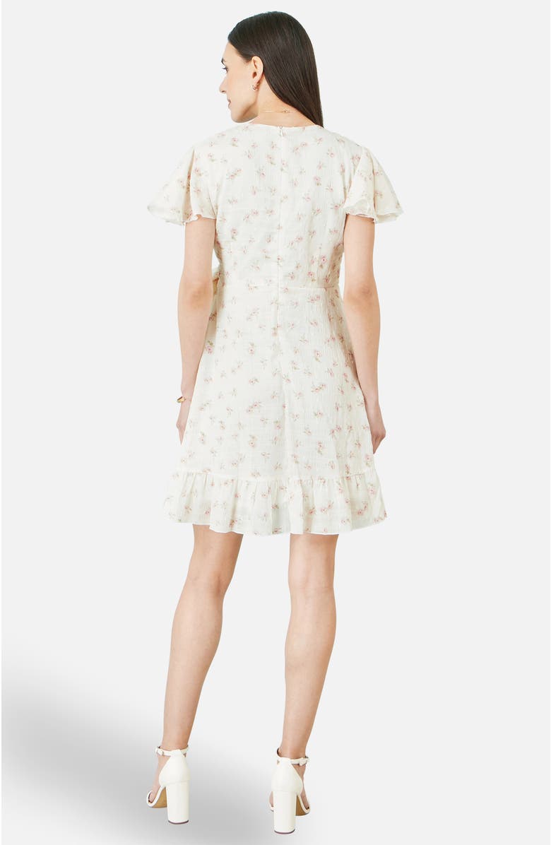 Yumi Rose Print Wrap Over Frill Dress, Alternate, color, White