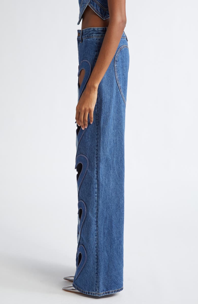 Area Heart Cutout Wide Leg Jeans, Alternate, color, 