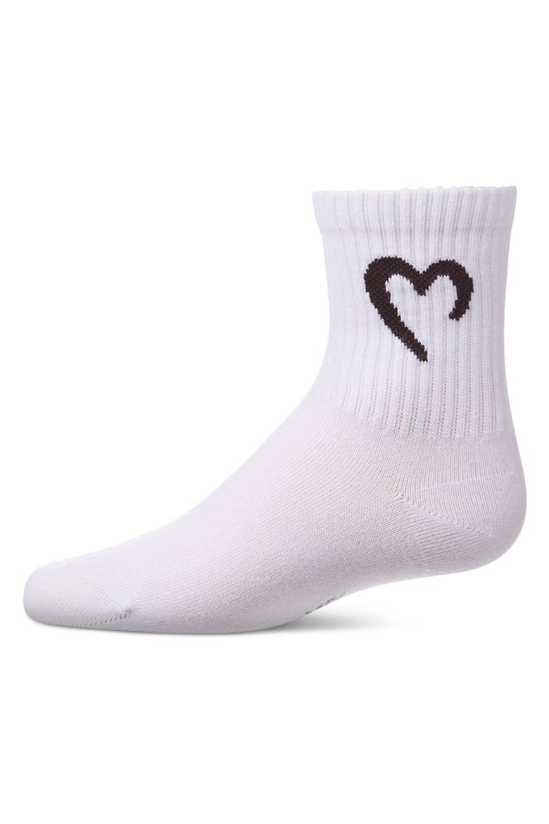 Ribbed Pointelle Crew Sock with Open Heart  Graphic, Main, color, White