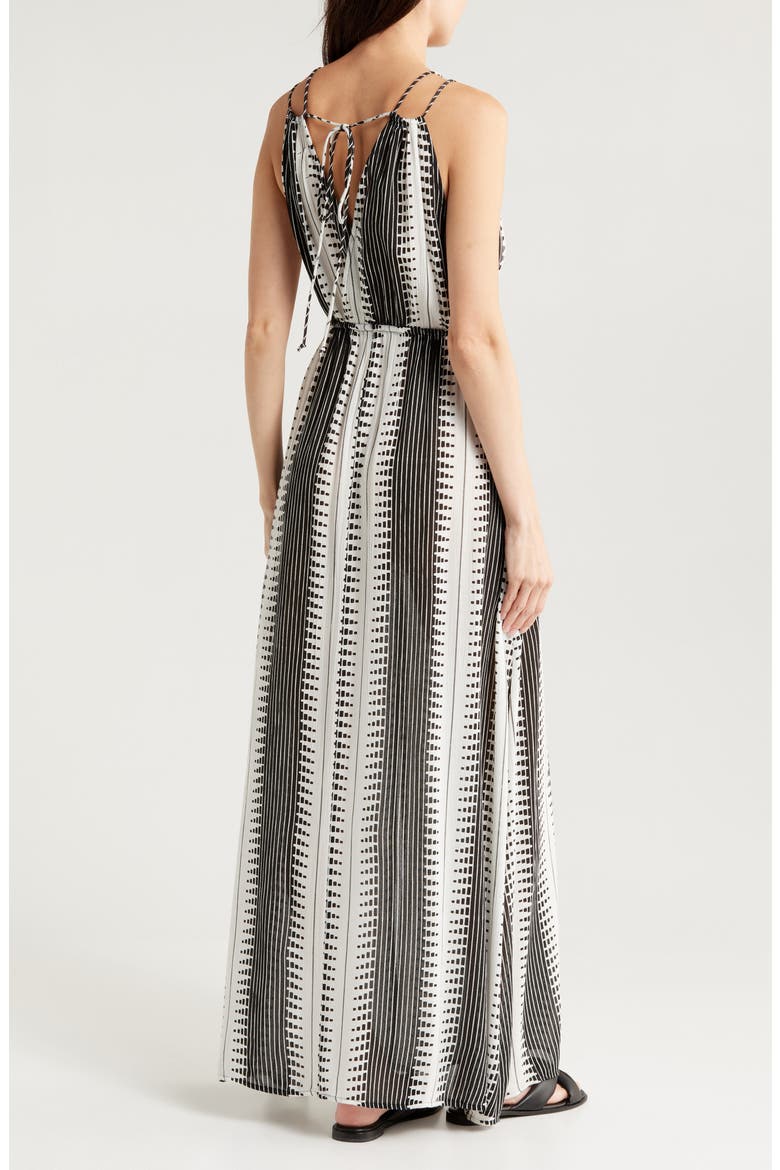 Crinkle Gauze Cover-Up Maxi Dress, Alternate, color, BLACK/ WHITE KENYA