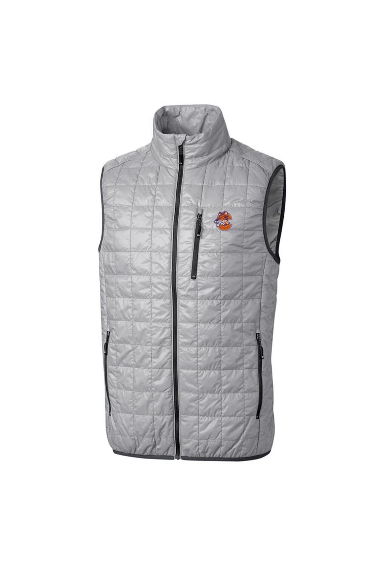Men's Cutter & Buck Gray Clemson Tigers Big & Tall College Vault Rainier Full-Zip Vest, Main, color, Gray
