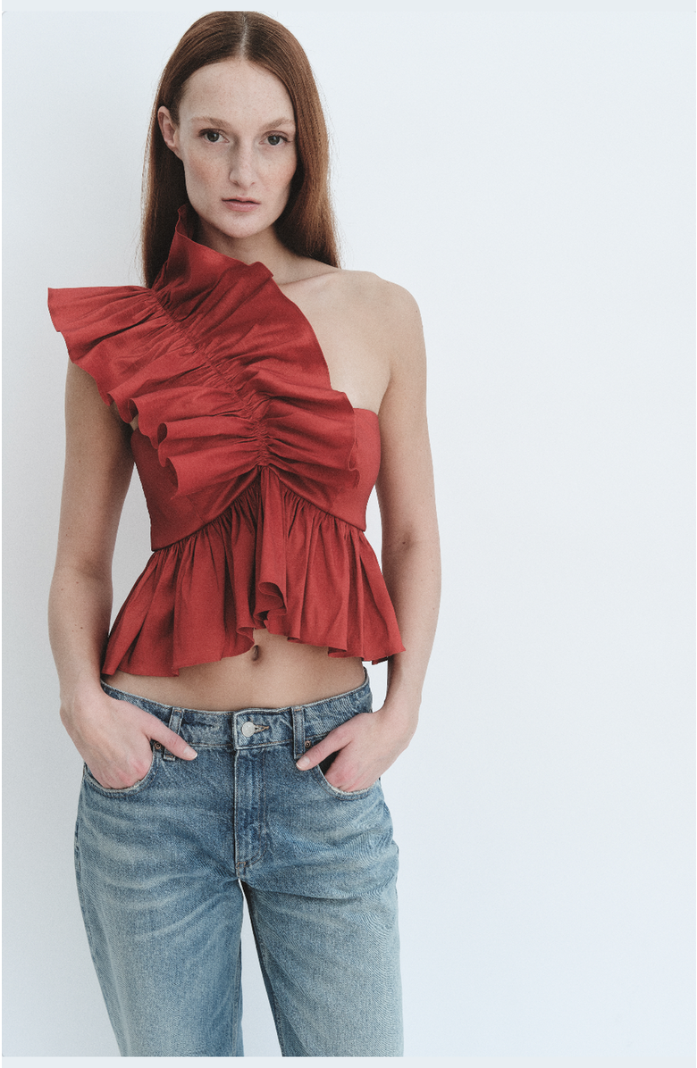 Madeline Marie Juliette Blouse Taffeta, Alternate, color, Chianti