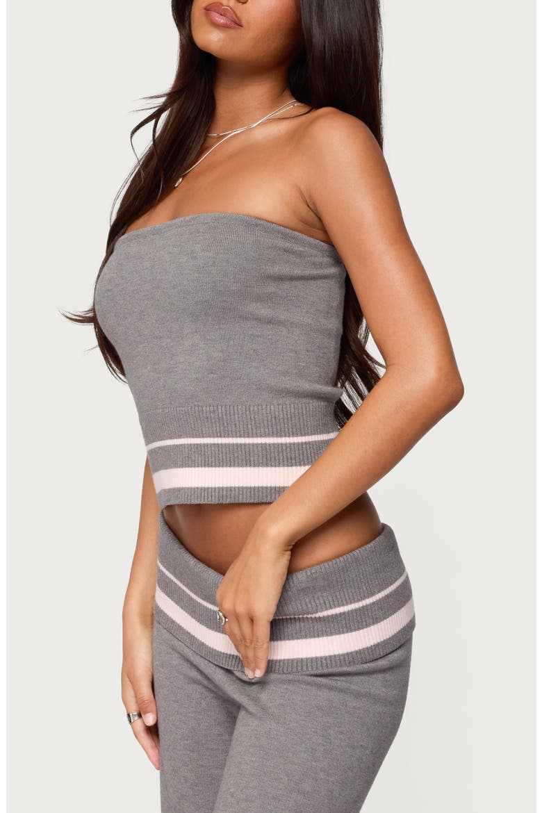 Kaliya Stripe Strapless Knit Top, Alternate, color, GRAY-MELANGE