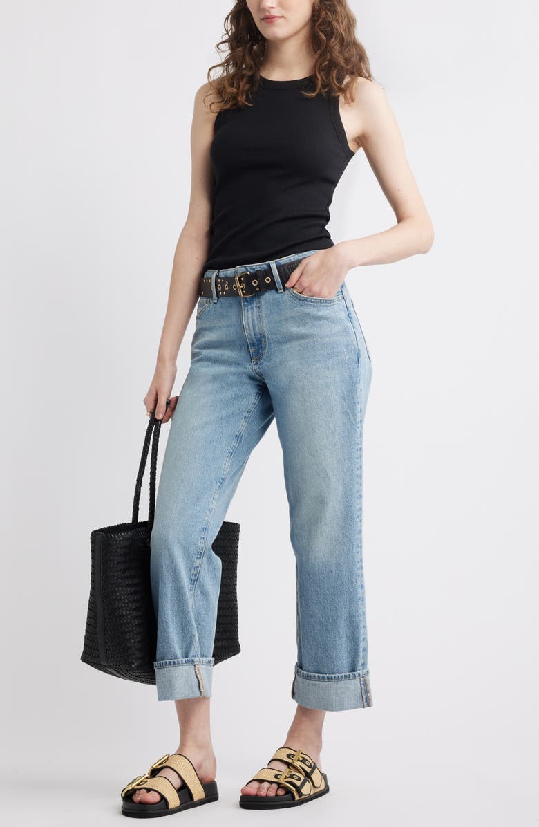 Treasure & Bond Pointelle Rib Crewneck Tank, Alternate, color, Black