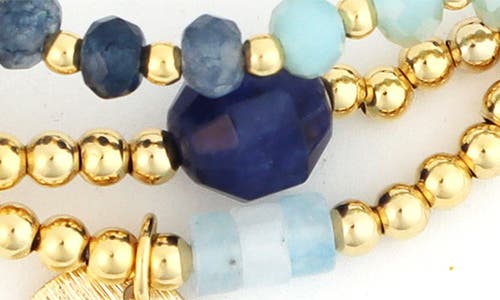 Panacea Set Of 3 Beaded Stretch Bracelets In Gold