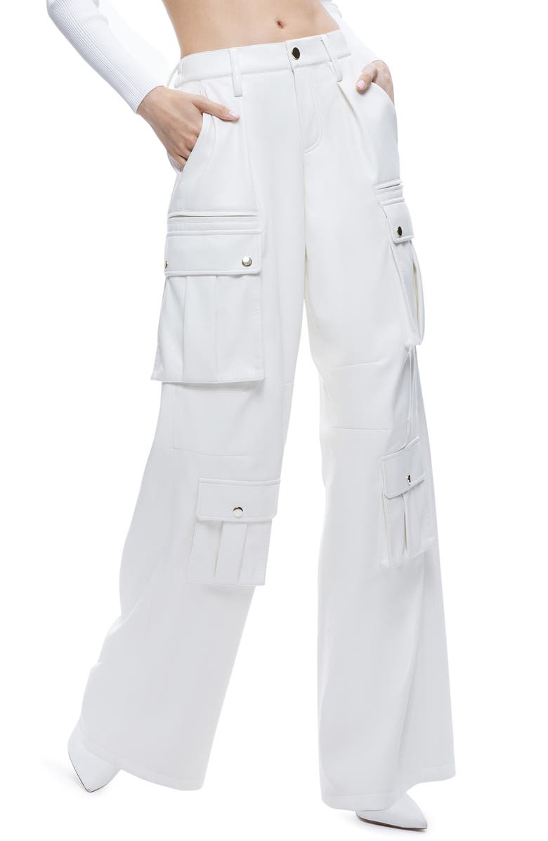Alice + Olivia Joette Faux Leather Cargo Pants, Alternate, color,