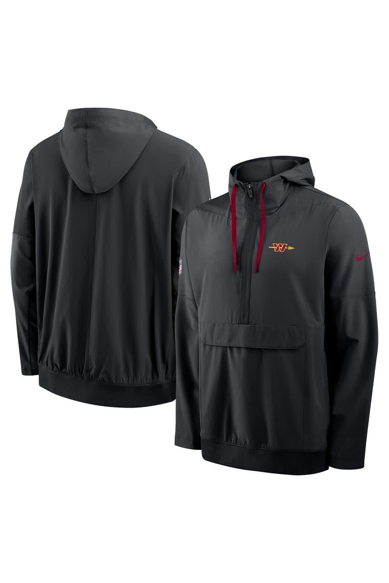 Men's Nike Black Washington Commanders Sideline Broken Rules Alternate Anorak Half-Zip Hooded Jacket, Main, color, Black
