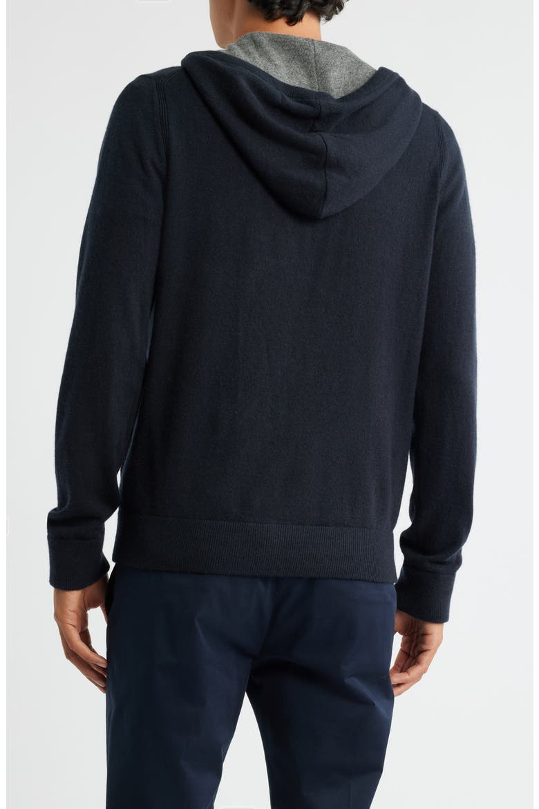 Cashmere Zip Hoodie Sweater, Alternate, color, COASTAL/ MEDIUM HEATHER GREY