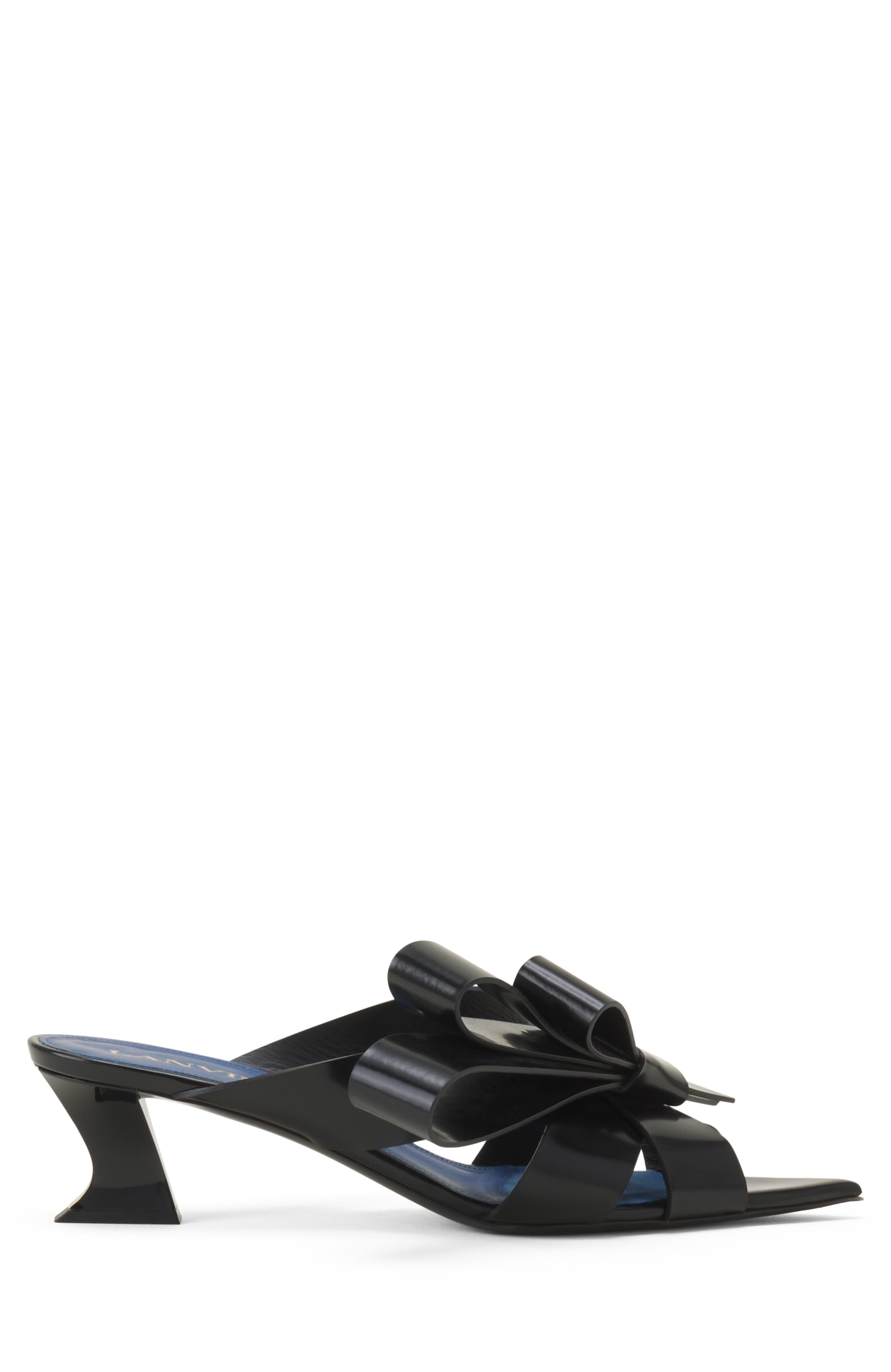 Lanvin Cadeau Leather Mules With Heel, Main, color, Black