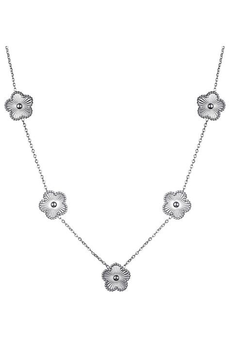 Tarnish Resistant Floral Station Necklace