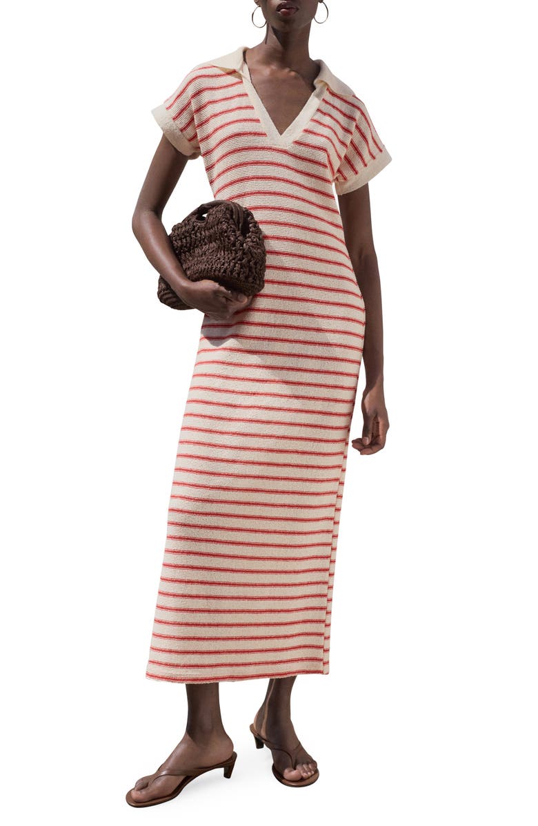 MANGO Stripe Knit Dress, Main, color, Red