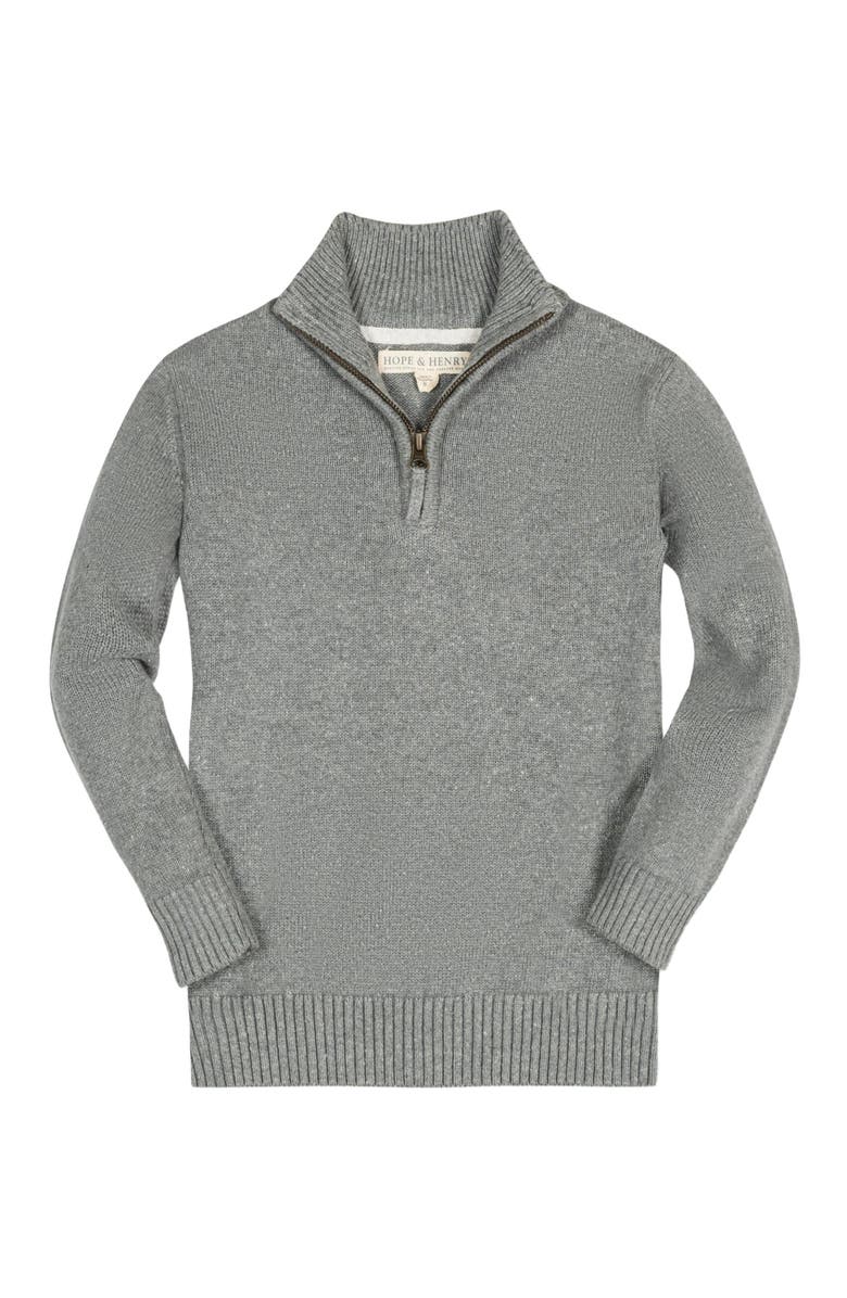Hope & Henry Baby Boys' Organic Half Zip Sweater, Infant, Main, color, Dark Gray Heather With Flecks