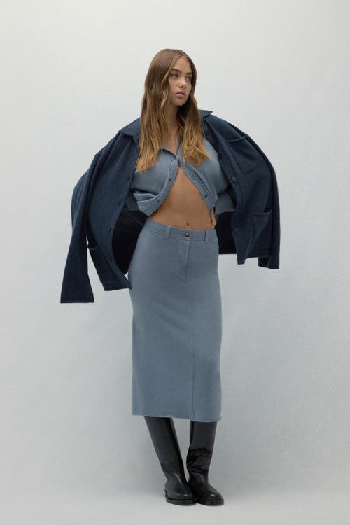 Naked Cashmere Venice Denim Cashmere Midi Skirt In Blue