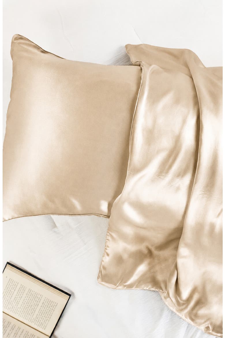 100% Mulberry Silk Pillowcase, Alternate, color, CHAMPAGNE