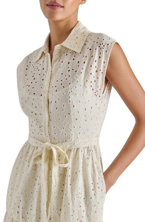 Steve Madden Clover Embroidered Eyelet Sleeveless Tiered Shirtdress