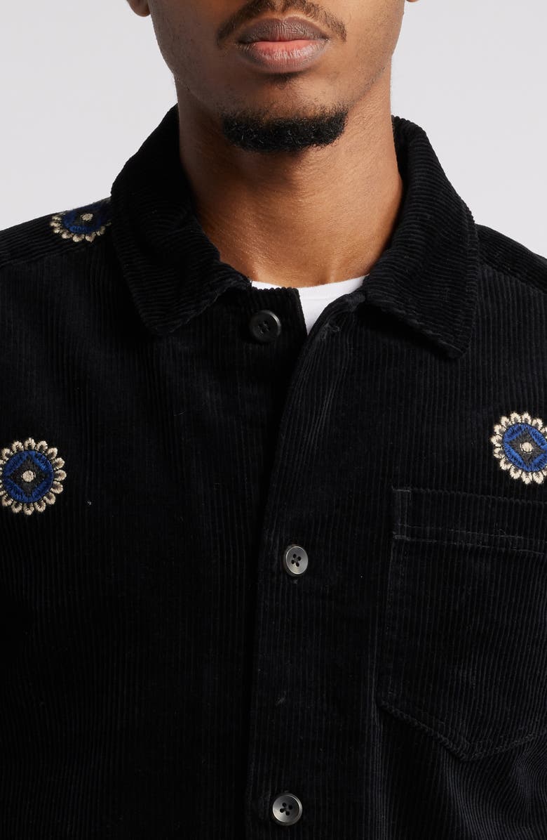 Les Deux Layton Floral Medallion Cotton Corduroy Button-Up Overshirt, Alternate, color, 