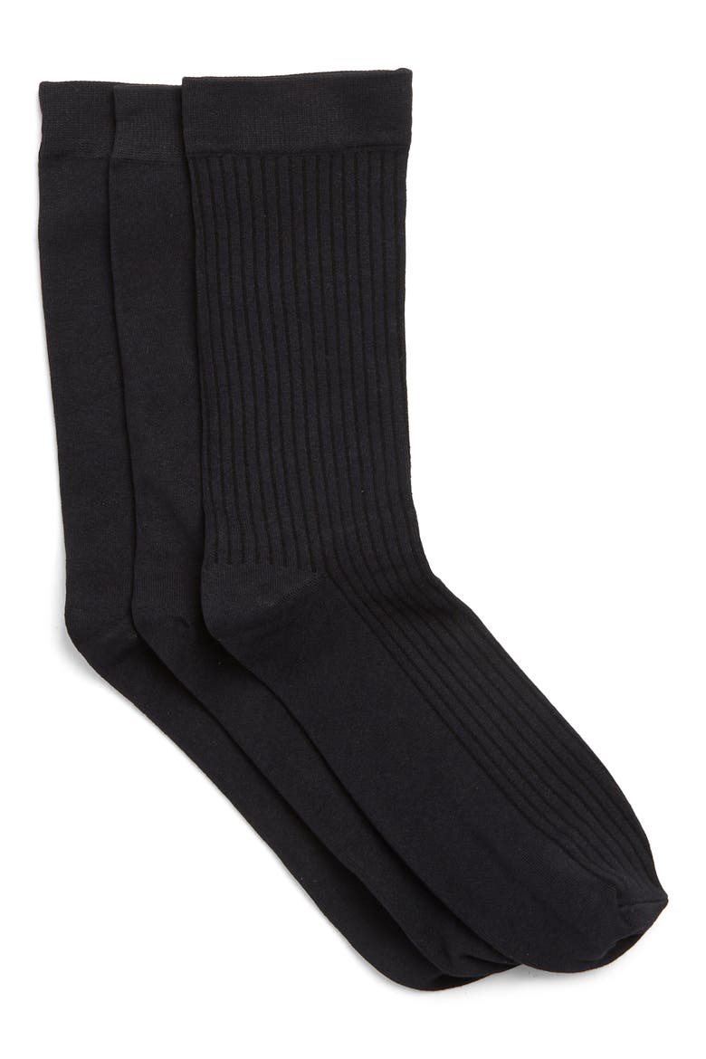 Assorted Trouser Socks - Pack of 3, Main, color, BLACK