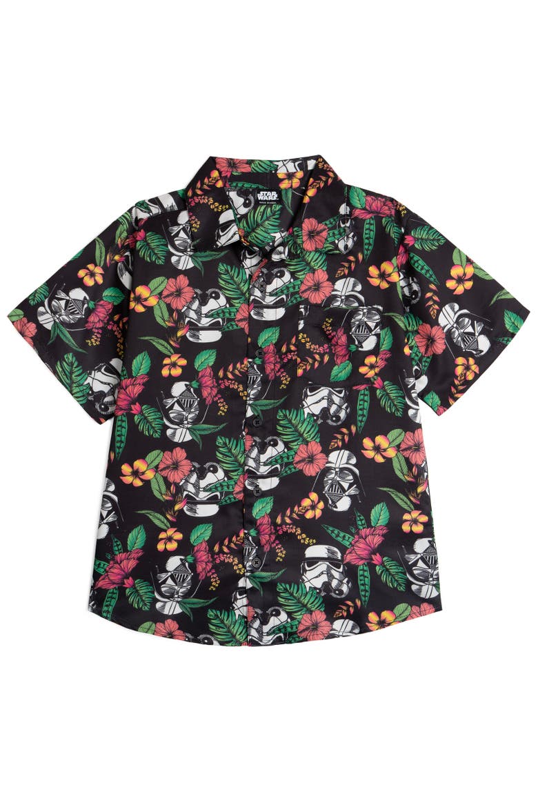 Short Sleeve Button Down Shirt, Main, color, Black