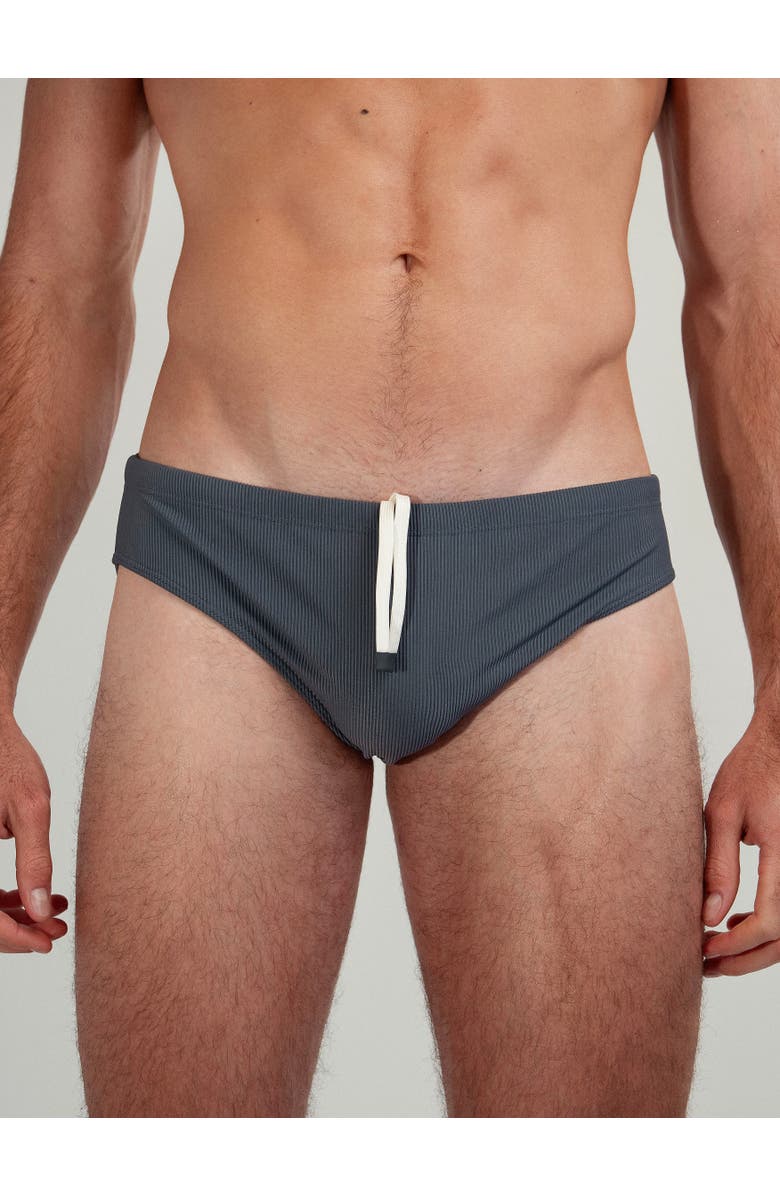 GoodPark Dune Modern Cut Ribbed Stretch Swim Brief, Alternate, color, Slate