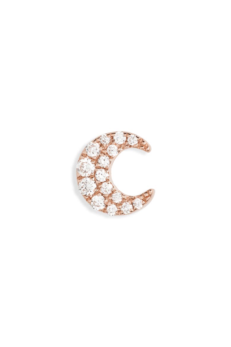 Diamond Moon Threaded Stud Earring, Alternate, color, ROSE GOLD