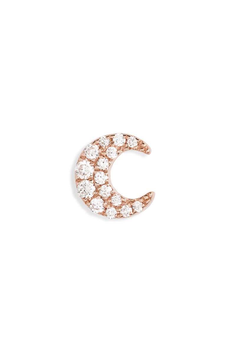 MARIA TASH Diamond Moon Threaded Stud Earring, Alternate, color, Rose Gold