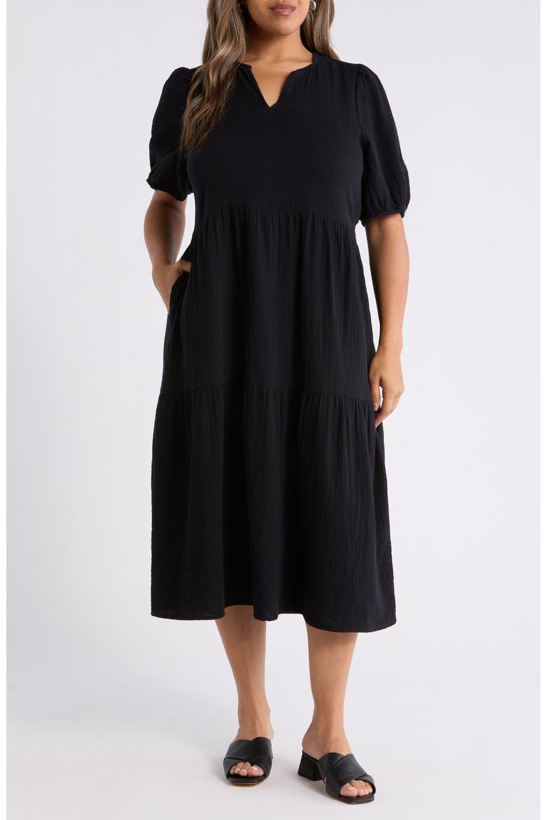cotton gauze midi dress Women's Rivelle Raspberry Large and voluminous sleeves in cotton for next Women's Striped Cotton-Gauze Shirtdress in