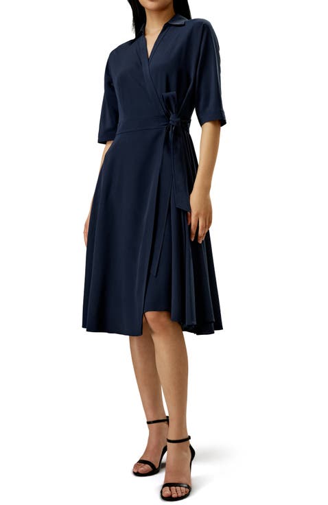 Front Tie Wrap Silk Dress