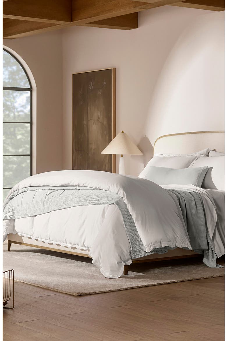 Signature Curved Edge Duvet Cover & Shams Set, Alternate, color, WHITE/ WHITE