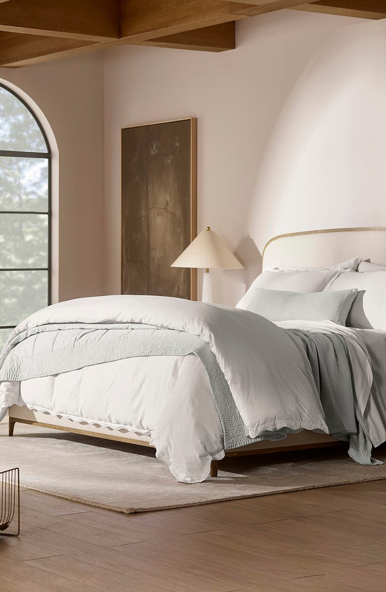 Boll & Branch Signature Curved Edge Duvet Cover & Shams Set, Alternate, color, White/ White