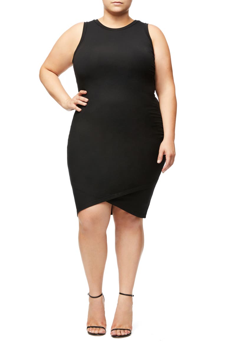 Cross Body-Con Dress, Alternate, color, BLACK