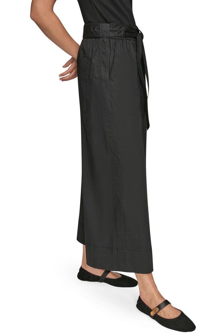 Mid Rise Wide Leg Crop Stretch Cotton Pants, Alternate, color, BLACK