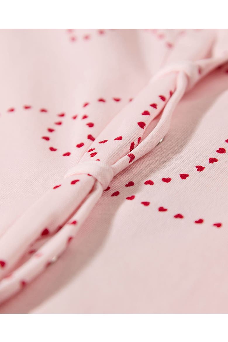 Baby Entangled Hearts Front-Snap Footie, Alternate, color, Barely Pink
