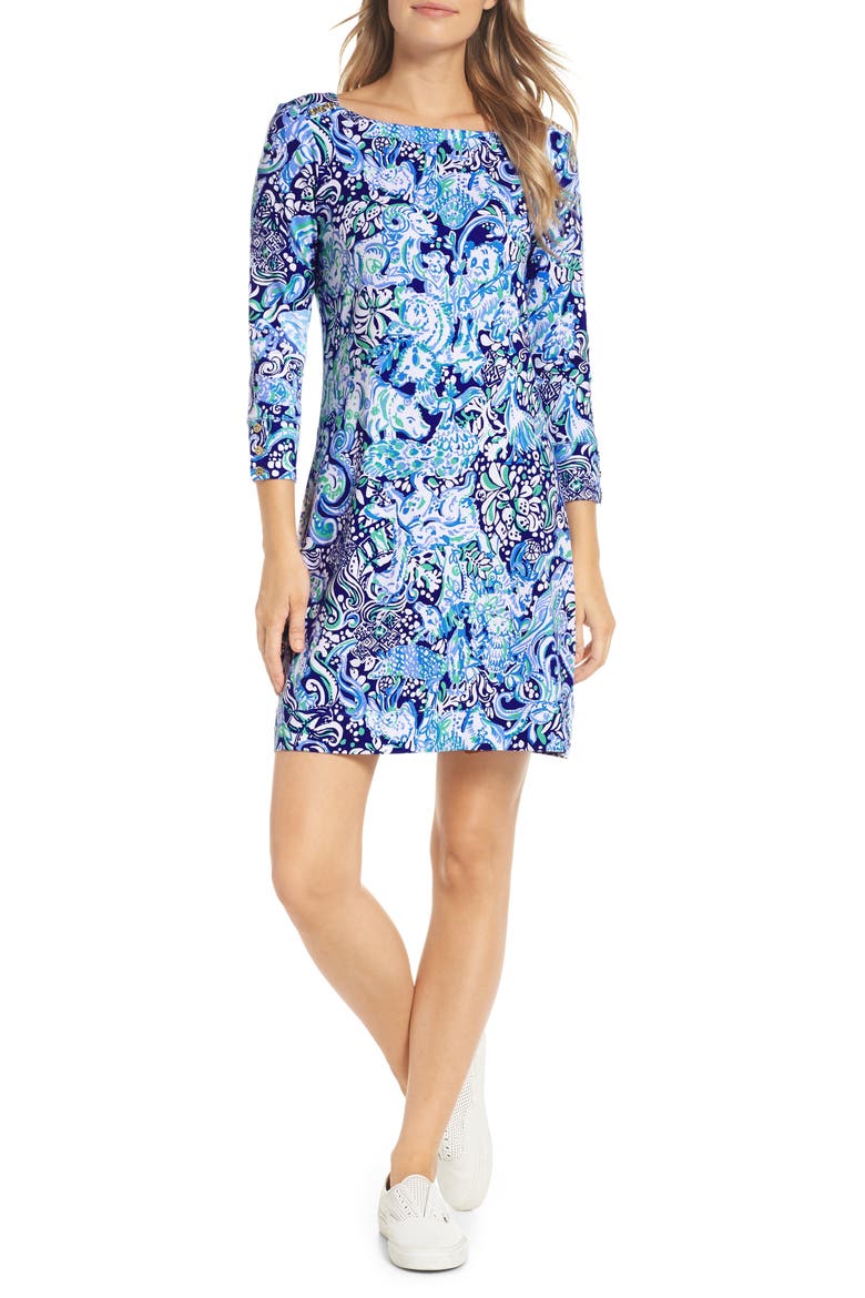 Sophie UPF 50+ Boat Neck Dress, Main, color, ROYAL PURPLE 60 ANIMALS