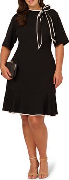 Adrianna Papell Tie Neck Crepe Dress