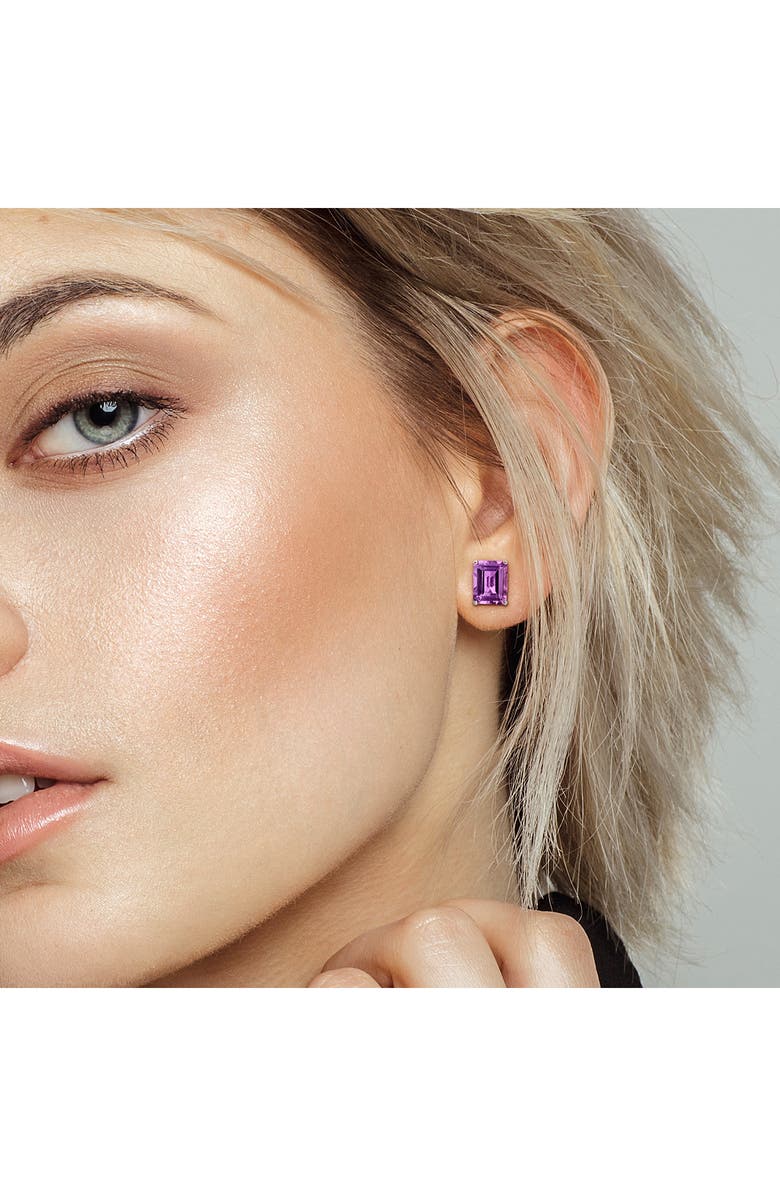 DELMAR Emerald Cut Amethyst Pendant Necklace & Stud Earrings Set, Alternate, color, Purple