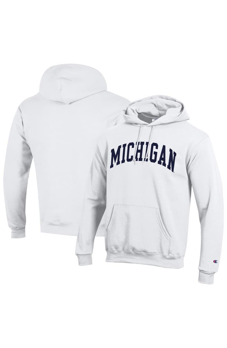 Champion Men's Champion  White Michigan Wolverines Basic Arch Fleece Pullover Hoodie, Alternate, color, White