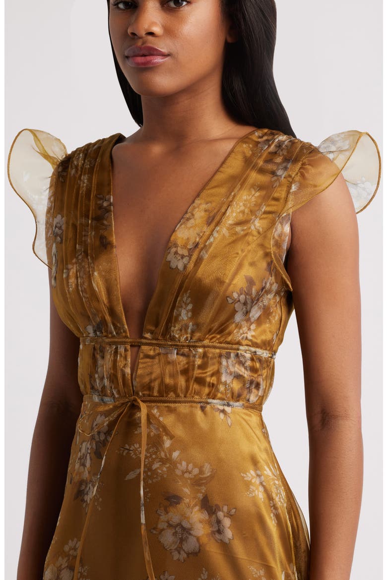 Eliza Organza Gown, Alternate, color, BROWN FLORAL