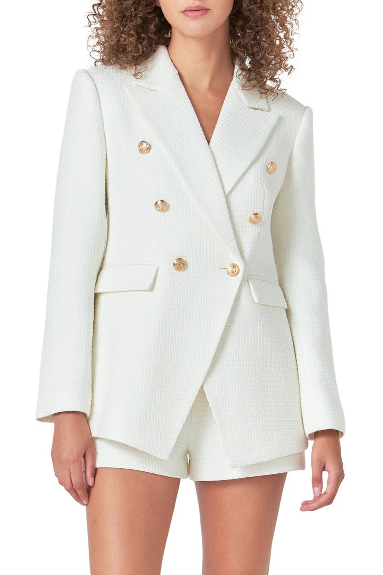 Tweed Blazer, Main, color, WHITE