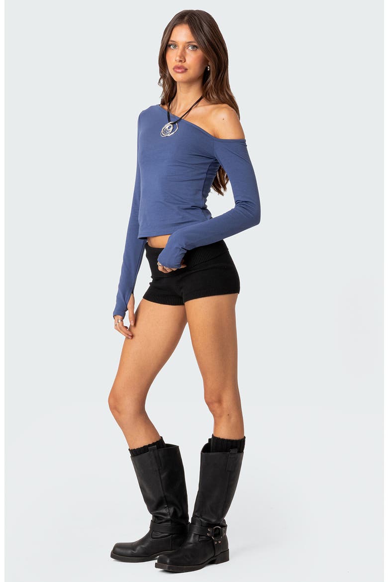 Swan One-Shoulder Top, Alternate, color, BLUE