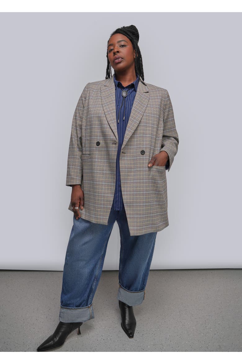 The Empower Plaid Double Breasted Blazer, Alternate, color, MOCHA