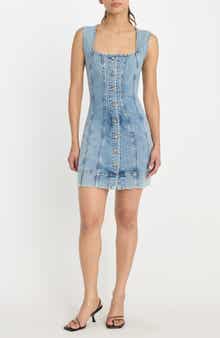 Good American Button Front Denim Minidress