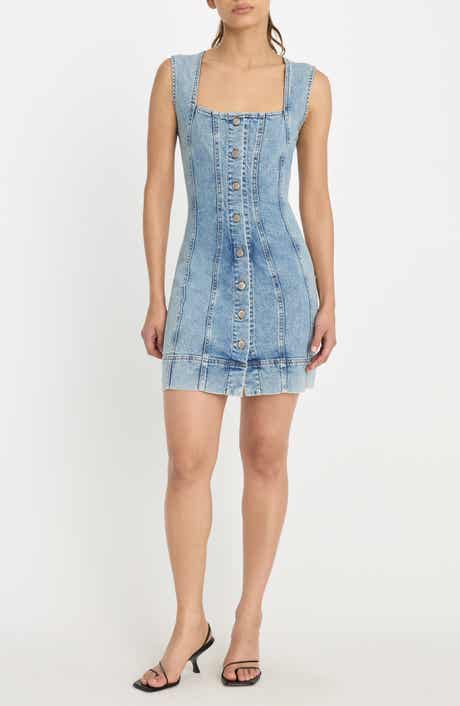 Good American Button Front Denim Minidress