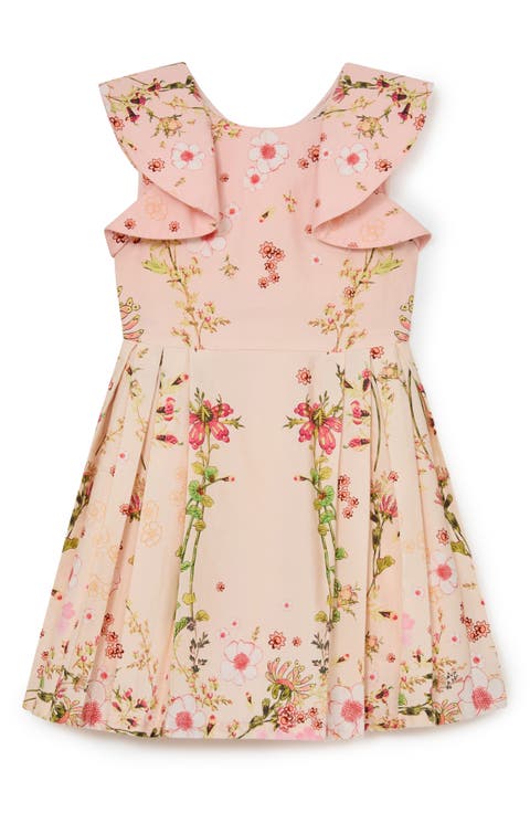 Ember Floral-Print Frill-Sleeve Cotton Dress (Little Kid & Big Kid)