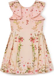 Reiss Ember Floral-Print Frill-Sleeve Cotton Dress